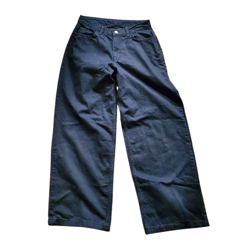 Black Denim Wide Leg‎ Jeans 32x31 Made in Turkiye Baggy Goth Skater